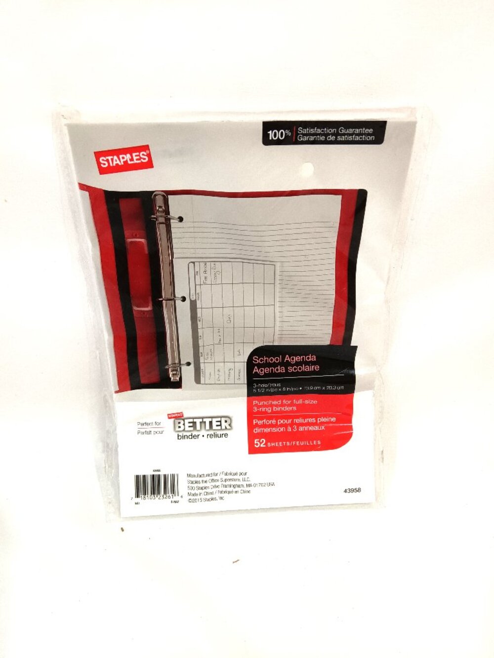 Staples 52 Lined Sheets Punched For Full Size 3 Ring Binders Size 5 1/2" x 8"